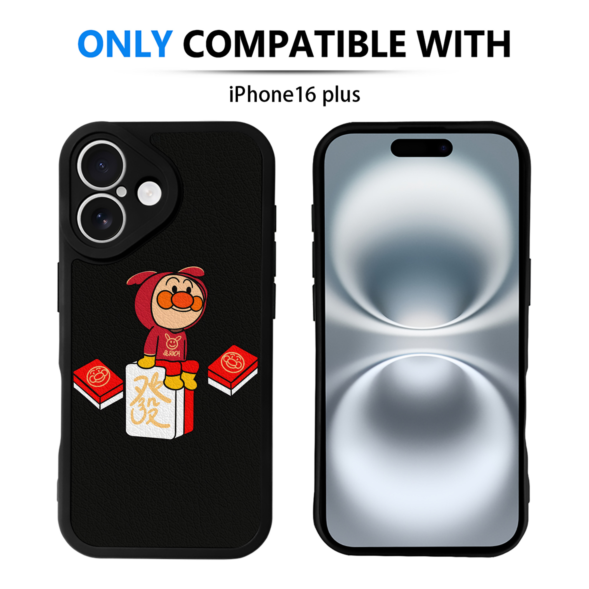 （画像用） アンパンマン Anpanman 【iPhone 16シリーズ対応】シリコンスマホケース（レザー調） 材質：シリコン